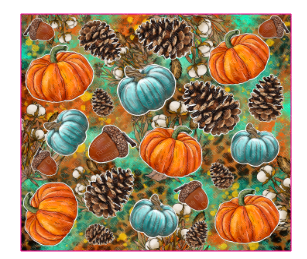 Fall Pumpkins & Pinecones Full Color Skinny Tumbler Wrap